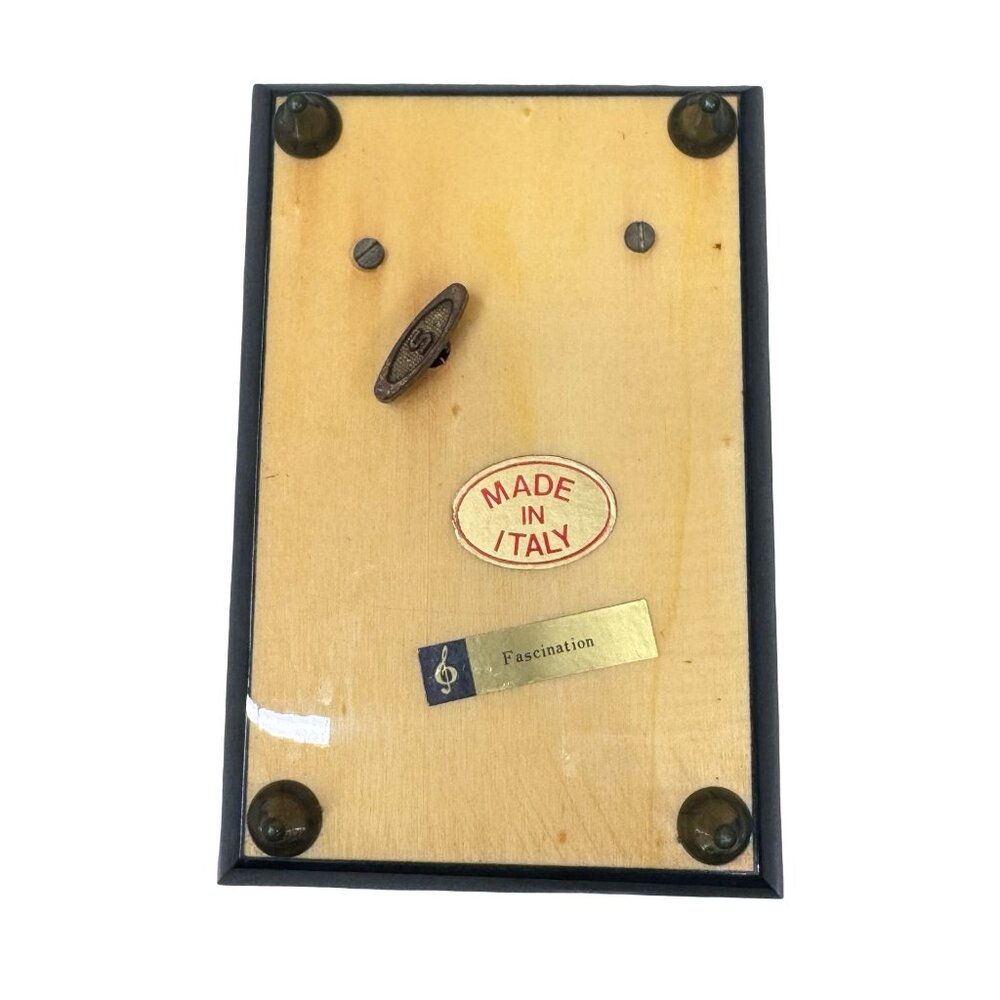 Reuge Inlaid Floral Jewelry Music Box Green Rectangle Italy Song Fascination VTG - Picture 10 of 11